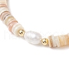 Natural Cultured Freshwater Pearl & Shell & Brass Spacer Beads Stretch Bracelets for Women BJEW-JB11874-02-3