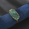 Oval Natural Turquoise Finger Rings RJEW-R009-01G-01-3