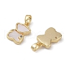 Brass & Shell & Clear Cubic Zirconia Pendants KK-G497-15G-2