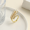 Brass Micro Pave Cubic Zirconia Adjustable Cuff Rings for Women RJEW-B127-01G-1
