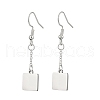 3 Pair 3 Style Heart & Flat Round & Square 304 Stainless Steel Dangle Earrings EJEW-JE05165-3