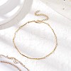 304 Stainless Steel Cuboid Bar Link Chain Anklets for Women AJEW-AN00660-1