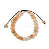 8mm Round Natural Topaz Jade Braided Bead Bracelets BJEW-C067-01B-24-2