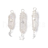 3Pcs 3 Styles Electroplated Natural Quartz Crystal Pointed Copper Wire Wrapped Pendants PALLOY-JF03767-06-1