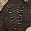 Bohemian Style Handmade Glass Seed Beads Ring Tassel Dangle Earrings JT3929-2