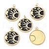 Brass Clear Cubic Zirconia Enamel Pendants ZIRC-C024-29G-2