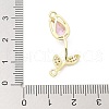 Brass Pearl Pink & Clear Cubic Zirconia Connector Charms KK-G520-01G-3