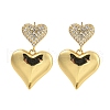 Rack Plating Heart Brass Micro Pave Clear Cubic Zirconia Stud Earrings EJEW-C116-02G-1