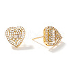 Elegant Heart Brass Clear Cubic Zirconia Stud Earrings QP4520-2-2