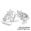 Elegant Brass Rhinestone Leaf Stud Earrings FM5419-7-1