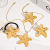 Ocean Starfish Stainless Steel Stud Earrings & Pendant Necklaces & Hair Tie Set for Women XQ7683-1-3