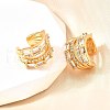 Brass Micro Pave Clear Cubic Zirconia Cuff Earrings EJEW-F370-14G-5