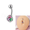 304 Stainless Steel with Colorful Rhinestone Belly Rings FS-WG2C664-05-2