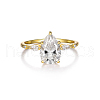 Elegant S925 Sterling Silver Pave Clear Cubic Zirconia Teardrop Finger Rings for Women XS6416-1-3