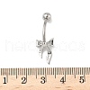 Brass Pave Clear Cubic Zirconia Curved Barbell Bowknot Belly Rings AJEW-L099-01B-P-3