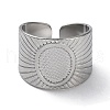 Non-Tarnish 304 Stainless Steel Open Cuff Ring Components STAS-M323-61P-2