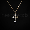 Simple and Elegant Brass Micro Pave Cubic Zirconia Cross Pendant Necklaces for Women JS5117-1-1