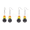 Halloween Candy Corn Handmade Lampwork Dangle Earrings EJEW-JE05870-1