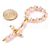 2Pcs 2 Colors Glass Pearl Beads Cross Pendant Decorations HJEW-JM02709-01-3