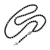 Black Glass Beaded Rosary Bead Necklaces NJEW-F336-01P-2