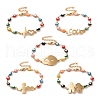 PVD Vacuum Plating 304 Stainless Steel Link Bracelet with Colorful Enamel Evil Eye Chains for Women BJEW-B062-07G-1