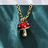 Brass FireBrick Enamel Pendant Necklaces for Women NJEW-K381-08A-G-2
