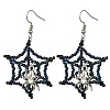 Halloween Theme Spider Web with Spider Handmade Glass Seed Beaded Dangle Earrings EJEW-MZ00481-02-2