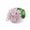 Glass Seed Beaded Flower Pendants PALLOY-MZ00521-04-4