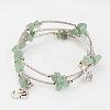 Three Loops Natural Green Aventurine Beaded Wrap Bracelets BJEW-JB02331-01-1