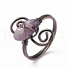Natural Amethyst Chips with Vortex Finger Ring RJEW-L082-02R-04-2