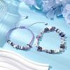 2Pcs Adjustable Natural Gemstone Braided Bracelets & Stretch Bracelet Sets BJEW-JB10997-2