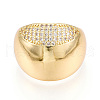 Brass Micro Pave Clear Cubic Zirconia Cuff Rings for Women KK-T074-08G-2