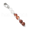 Faceted Round Natural Mixed Gemstone Beaded Pendants PALLOY-JF03529-3