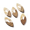 Transparent Resin & Walnut Wood Pendants RESI-N025-047A-01-3