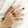 Fashionable 304 Stainless Steel & Natural Picture Jasper Finger Rings FS-WG90577-28-1