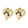 Heart Real 18K Gold Plated Brass Stud Earrings EJEW-L269-106G-01-1
