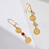 Tassel Coin Brass Hoop Earrings XE5575-2
