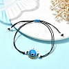 Evil Eye Handmade Lampwork & Glass Adjustable Braided Bead Bracelets BJEW-MZ00099-01-2