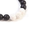 Natural Gemstone and Natural Dyed Lava Rock Stretch Bracelets Sets BJEW-JB03798-3