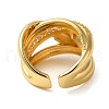 Brass Micro Pave Clear Cubic Zirconia Open Cuff Rings for Women RJEW-A048-06G-3