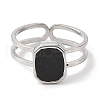 304 Stainless Steel Enamel Open Cuff Rings for Women RJEW-F166-55P-02-2