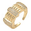Brass Micro Pave Clear Cubic Zirconia Cuff Finger Rings for Women RJEW-B112-05G-4