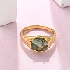 Round Natural Aquamarine Chips Finger Rings RJEW-D303-03G-02-3