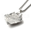 Alloy Skull with Plastic Dragon Eye Pendant Necklace NJEW-B084-01B-3