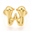 Initials Brass Open Cuff Ring for Women RJEW-N046-02W-G-2