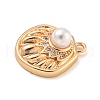 Beach Theme Brass Micro Pave Clear Cubic Zirconia Pendants KK-Z072-04KCG-01-2