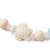 Synthetic Turquoise & Wood & Glass Beaded Stretch Bracelets for Women BJEW-JB11128-01-3
