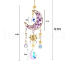 Glass & Amethyst Nuggets Moon Pendant Decorations HJEW-PW0002-07B-1