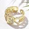Brass Micro Pave Clear Cubic Zirconia Open Cuff Rings for Women RJEW-K289-02G-F-3