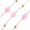 Natural Dyed Jade & 304 Stainless Steel Beads Link Chains CHS-K021-08B-03-1